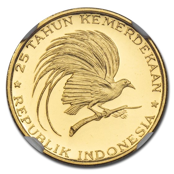 1970 Republic of Indonesia Gold 2000 Rupiah PF-69 UCAM NGC 1970 Republic of Indonesia Gold 2000 Rupiah PF-69 UCAM NGC